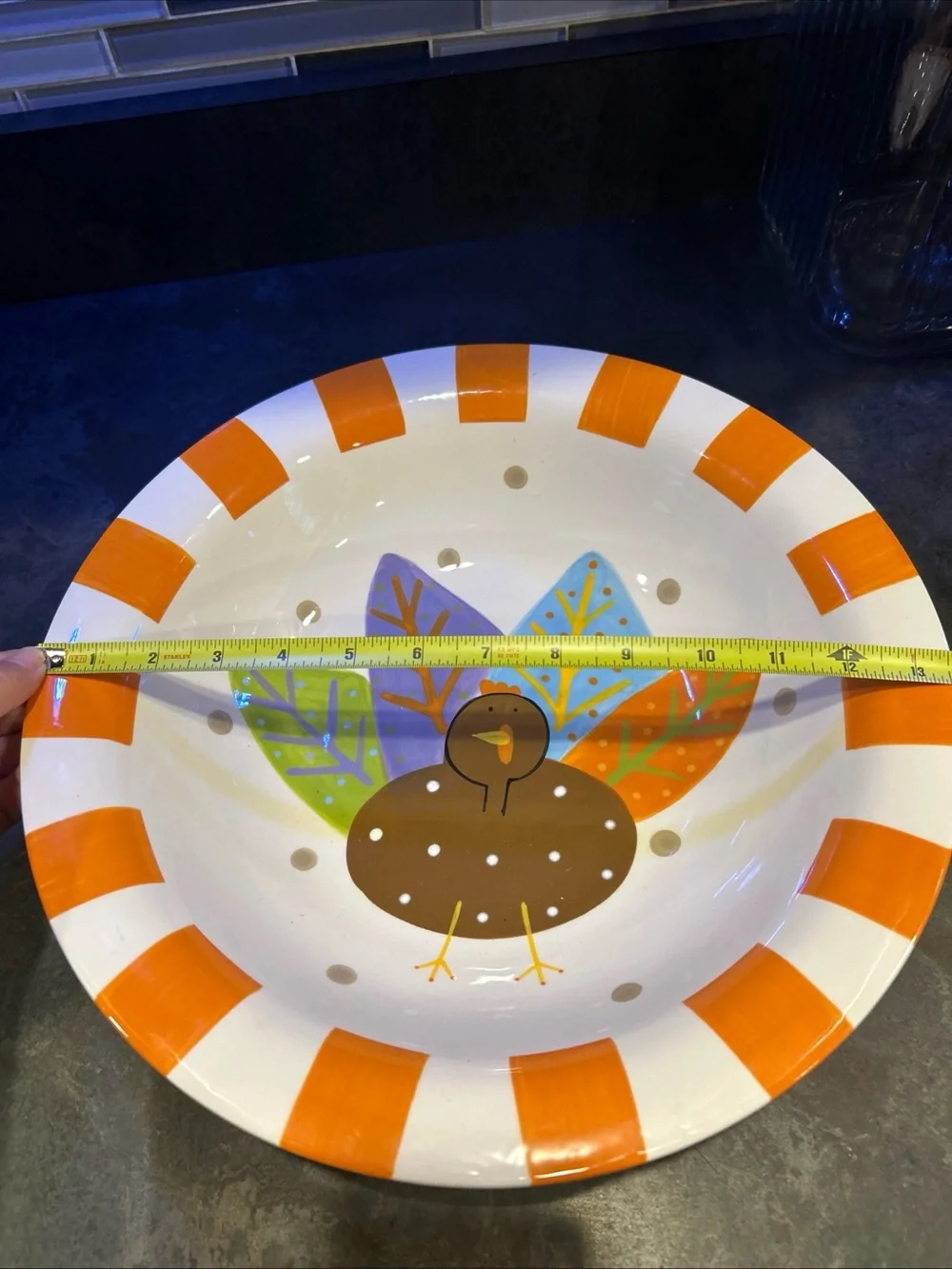 Coton Colors Orange Stripe Turkey Serving Bowl